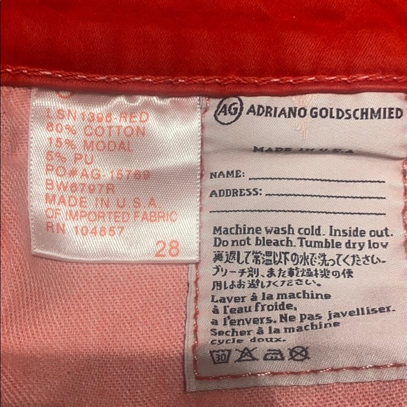 🍒♥️ AG Adriano Goldschmied The Farrah Skinny Crop, Sz 28 Red ♥️🍒 - Picture 6 of 8